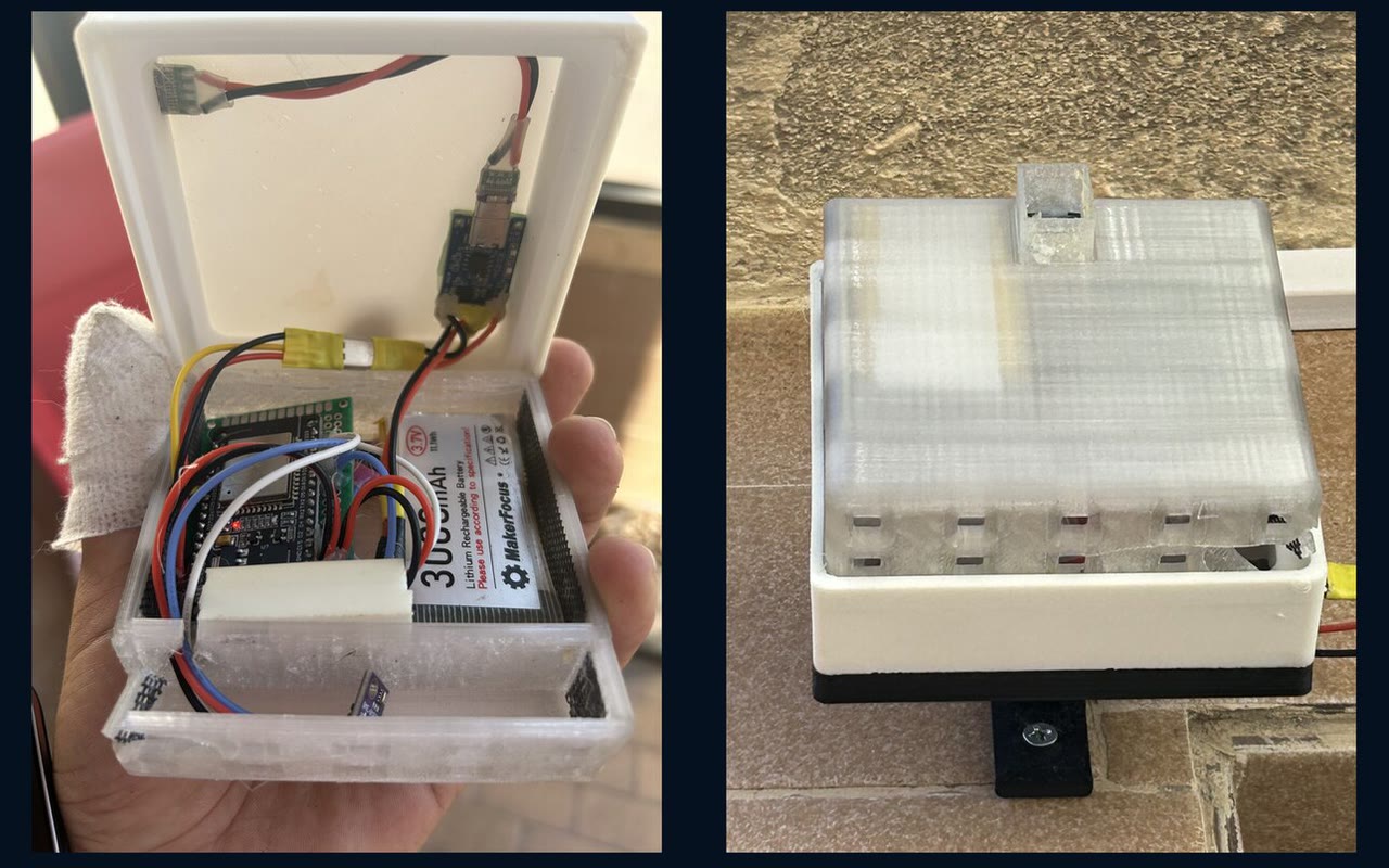 Documentary views of the EDS station electronics and weather-facing enclosure